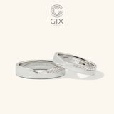  Nhẫn cưới hiện đại vàng trắng đính kim cương bản to đẹp khắc chữ Gix Jewelry 