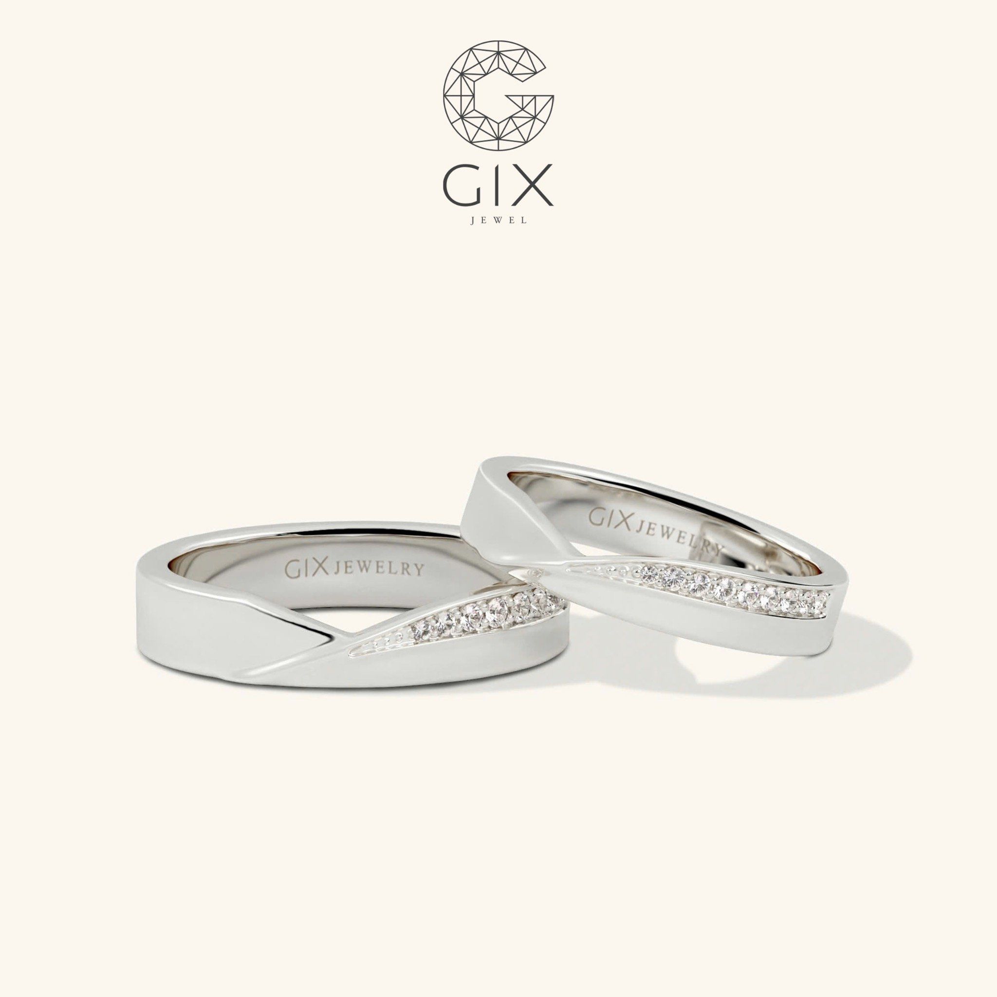  Nhẫn cưới vàng 18k bản to khắc tên Gix Jewel - GCR25050061 