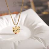  Vòng cổ cho bé trái bé gái bạc ý 925 khắc tên hình mặt mèo tráng màu Gix Jewel 