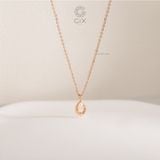  Dây chuyền vàng trắng ý nữ đẹp sợi mảnh hình giọt nước đính kim cương thật Gix Jewel 