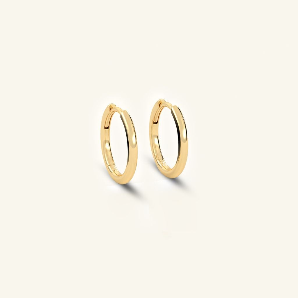  Khuyên tai nam nữ khoen tròn basic vàng 18k bạc thật cao cấp bản to Gix 