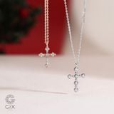  Mặt dây chuyền thánh giá vàng trắng bạc đơn giản nam nữ đeo choker layer đính kim cương 