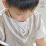  Dây chuyền vàng 18k cho em bé gái, bé trai bạc 925 mặt tròn khắc tên riêng Gix 