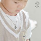  Dây chuyền vàng 18k cho em bé gái, bé trai bạc 925 mặt tròn khắc tên riêng Gix 