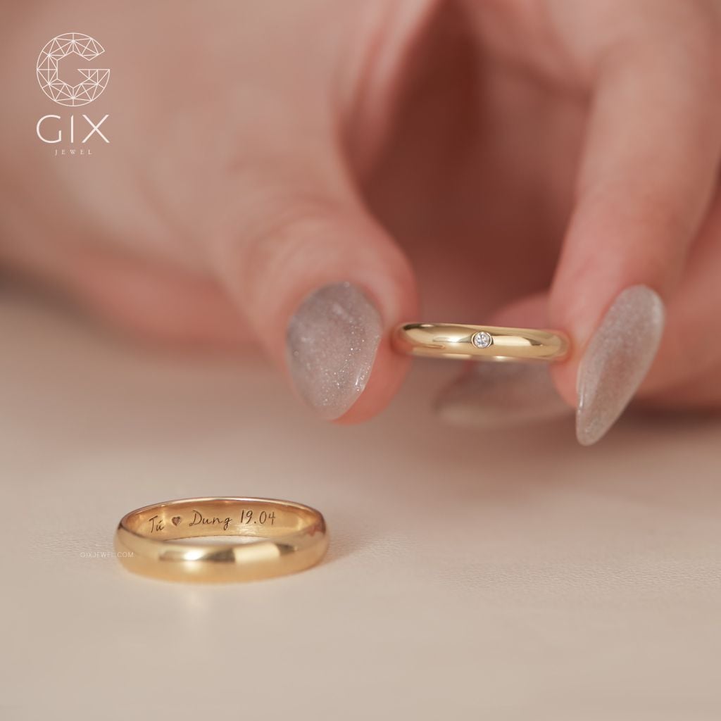 Nhẫn Bạc Nữ Đơn Giản S925 Gix Jewel Mạ Vàng Đẹp Gắn Đá Moissanite