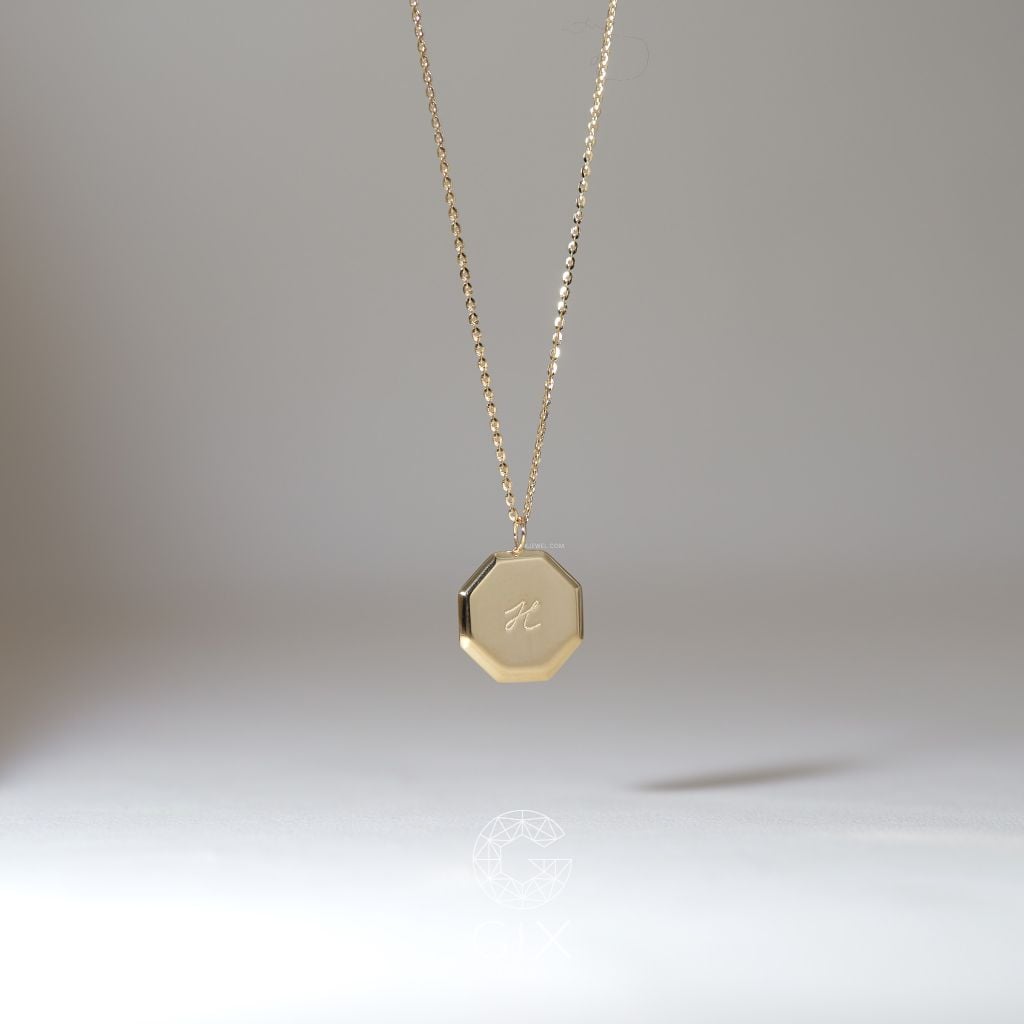  Dây chuyền nam nữ in tên hình thoi vàng tây 18k bạc nguyên chất Gixjewel 