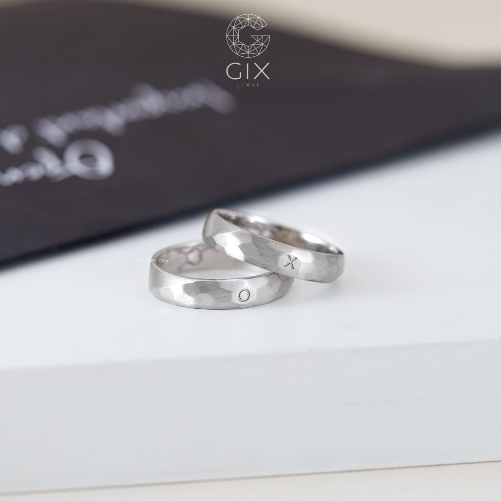 Nhẫn cặp tình nhân vàng 18k nam nữ vát hammer độc đáo khắc theo yêu cầu Gix Jewel 