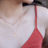  Dây chuyền vàng hồng 18k nữ sợi nhuyễn hình mặt trăng đính kim cương hợp đi tiệc Gix Jewel 