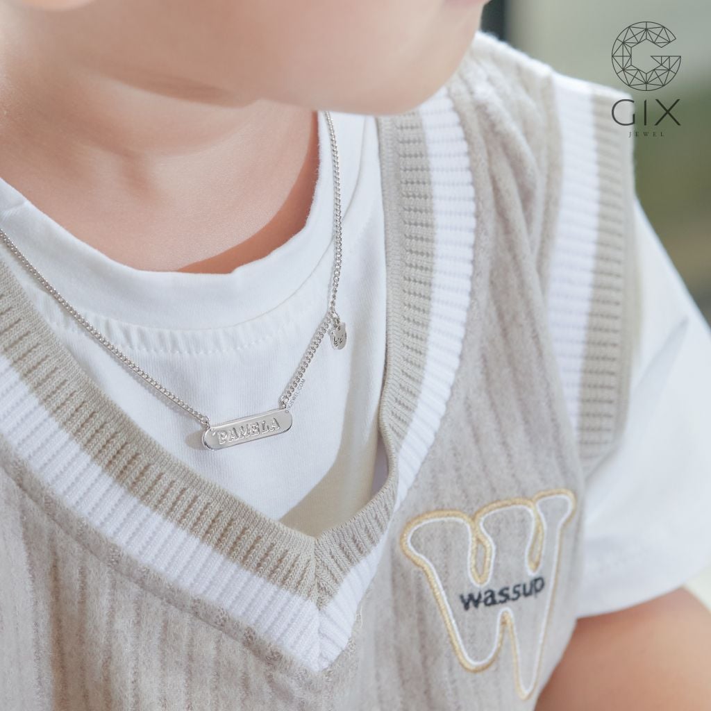  Dây chuyền bạc cho bé trai bé gái khắc tên mạ vàng 18k charm con giáp Gix Jewel 