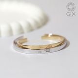  Vòng tay đôi cute dạng cuff cứng bạc 925 vàng 18k bản nhỏ khắc tên vân tay ý nghĩa Gix 