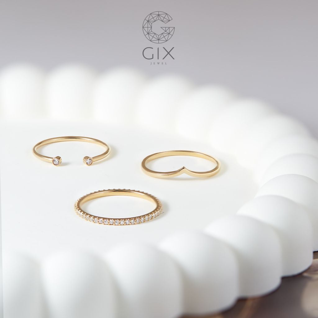 Nhẫn đeo ngón trỏ nữ cá tính bạc 925 vàng 18k đính đá đẹp Gix Jewel