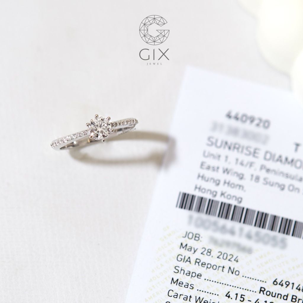 Nhẫn Cầu Hôn Vàng Trắng Bạc S925 Gix Jewel Đính Kim Cương Round Đẹp