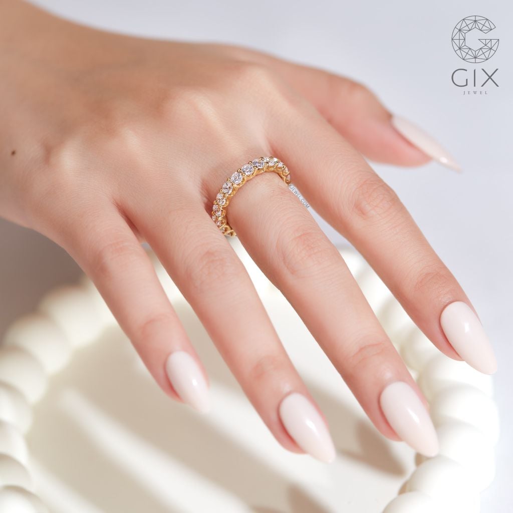 Nhẫn bạc hột bạc s925 mạ vàng 18k bản to đính đá CZ đẹp Gix Jewel