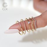  Nhẫn mặt đá nữ bạc 925 vàng 18k Gix Jewel đính đá moissanite đeo ngón trỏ cá tính 