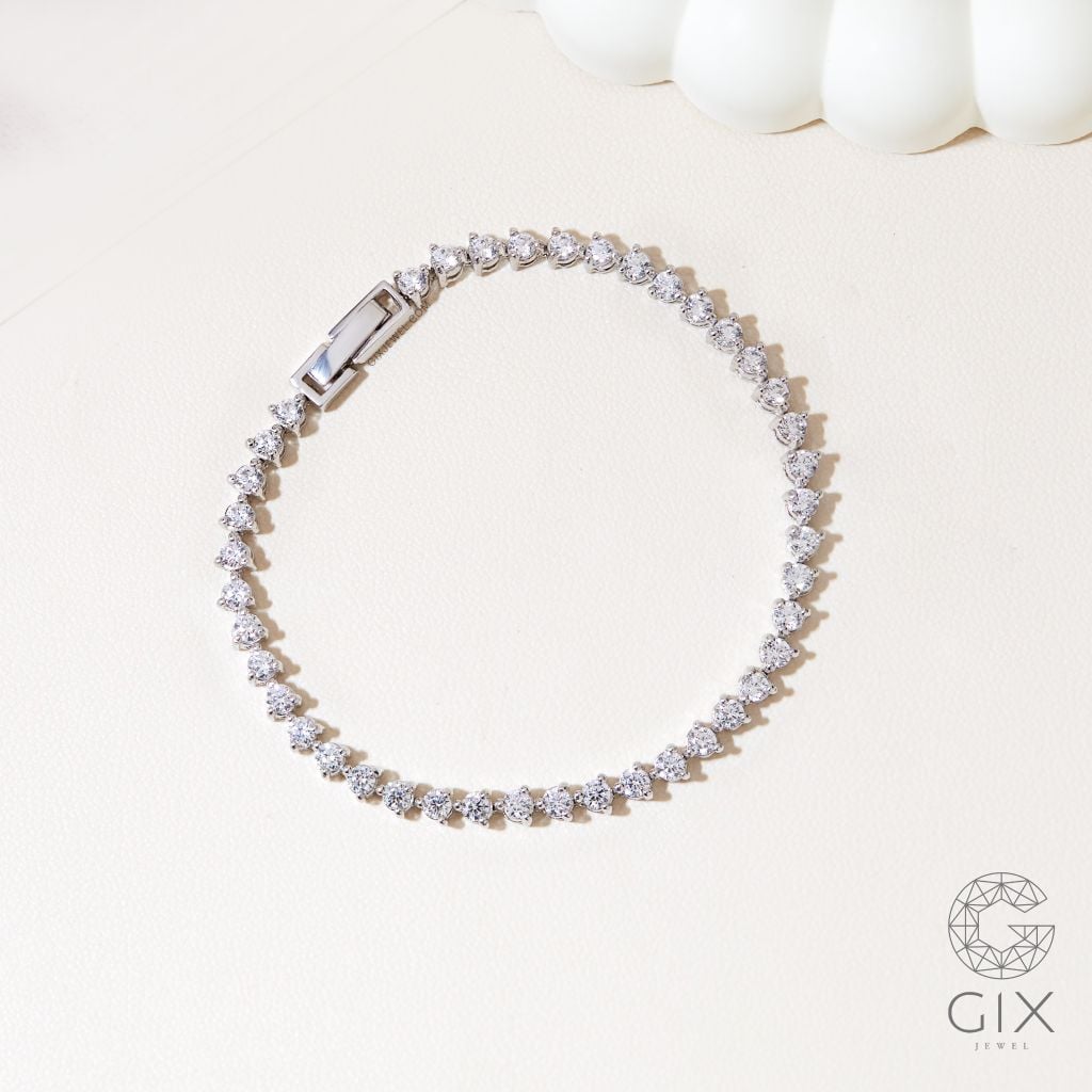  Lắc tay tennis chain vàng 18k bạc 925 đẹp nam nữ đính full đá cao cấp 