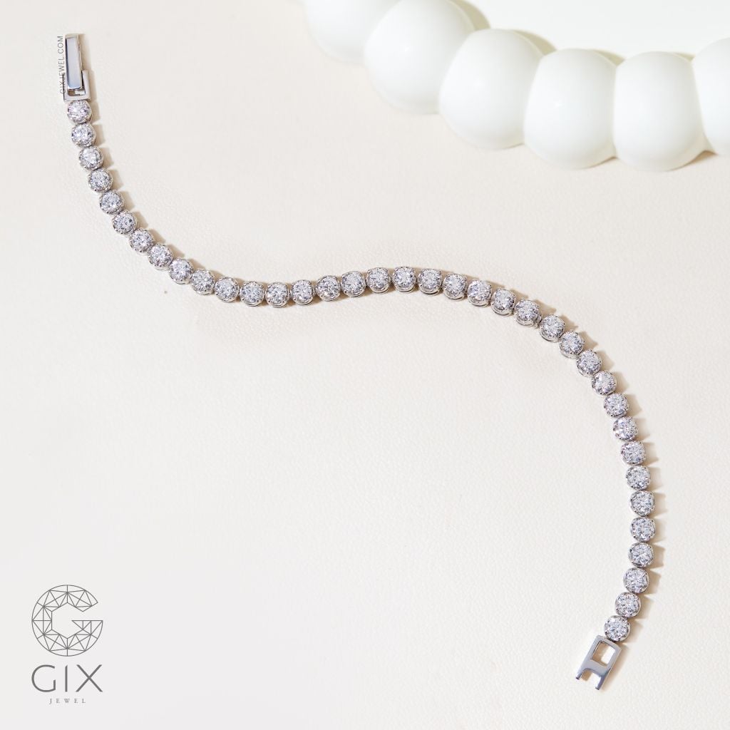 Lắc Tay Full Đá Tennis Bạc Và Vàng 18K Nam Nữ Đính Kim Cương Gix Jewel
