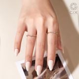  Nhẫn vàng nữ 18k bạc cao cấp kiểu chữ V đính moissanite đẹp đeo ngón trỏ Gix 