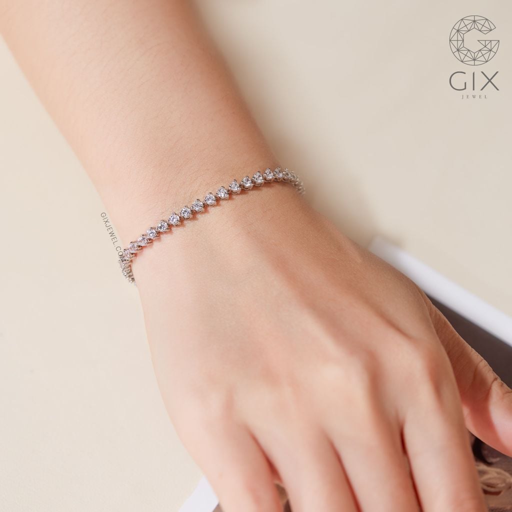  Lắc tay tennis chain vàng 18k bạc 925 đẹp nam nữ đính full đá cao cấp 