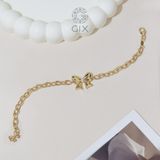  Vòng tay vàng nữ may mắn mắc xích vuông 18k bạc đẹp gắn charm hình nơ dễ thương Gix 