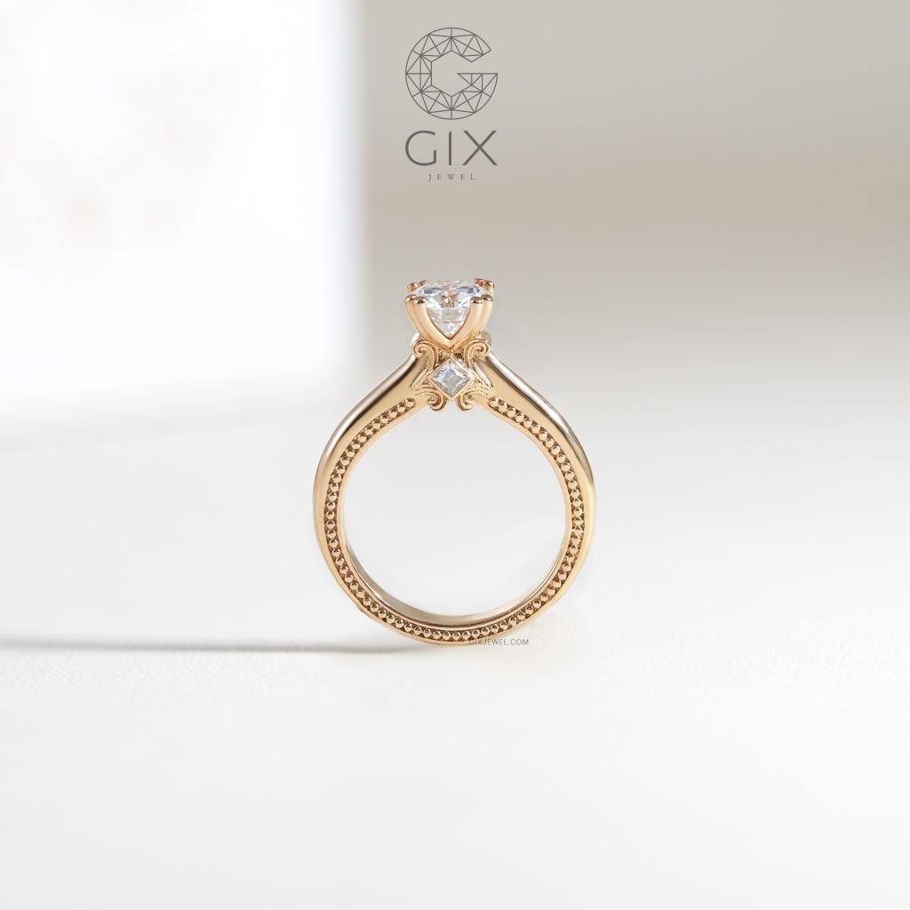 Nhẫn cầu hôn đẹp đơn giản vàng hồng 18k đính đá CZ cao cấp Gix jewel