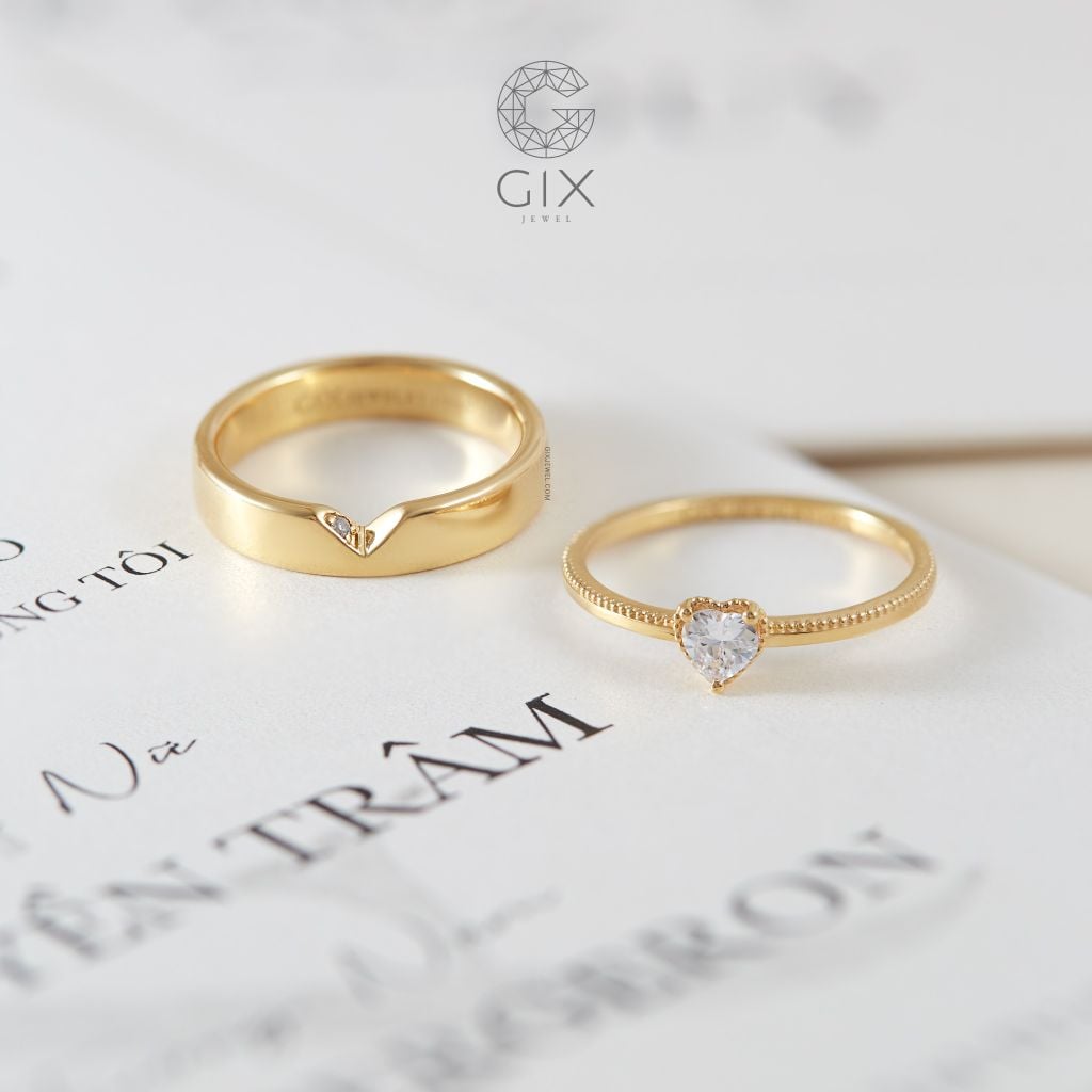 Nhẫn Cưới Vàng 10K Hình Trái Tim Đẹp Đính Moissanite Gix - GCR25050086