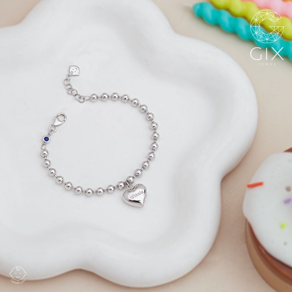  Lắc tay bạc cho bé hình trái tim Gix Jewel TBBLT31 