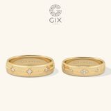  Nhẫn cưới hoa văn đẹp vàng 18k kiểu Hàn Quốc đính kim cương nhân tạo sang trọng Gix Jewel 