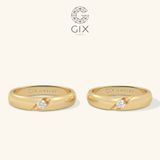  Nhẫn cưới đẹp vàng tây 18k uy tín đính kim cương thật khắc chữ Gix Jewel 