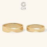  Nhẫn cưới đơn giản mà đẹp trơn vàng 18k dáng vô cực bản vuông khắc chữ Gix Jewel 