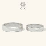  Nhẫn cưới đơn giản mà đẹp trơn vàng 18k dáng vô cực bản vuông khắc chữ Gix Jewel 
