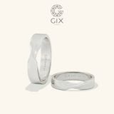  Nhẫn cưới đơn giản mà đẹp trơn vàng 18k dáng vô cực bản vuông khắc chữ Gix Jewel 