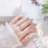  Nhẫn cầu hôn nữ dáng Halo vàng hồng 18k siêu đẹp đính kim cương lớn tặng bạn gái Gixjewel 