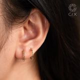  Bông tai khoen tròn bạc nam nữ s925 cao cấp mạ vàng 18k phối xích cá tính 