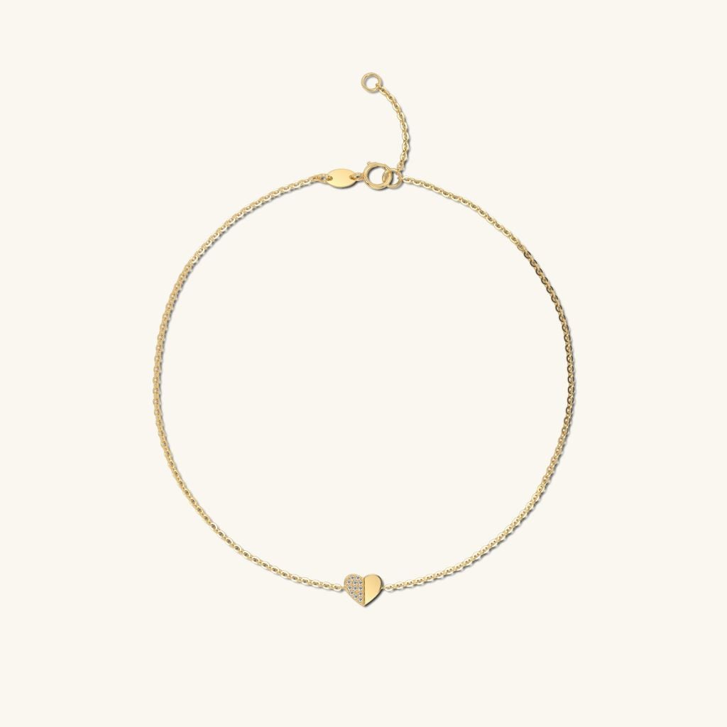  Lắc vàng nữ trơn bạc đẹp kiểu mới gắn charm trái tim đẹp giá rẻ Gix Jewel 