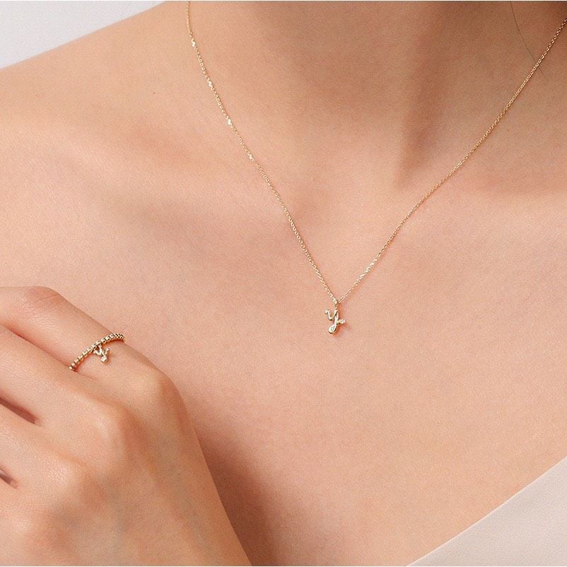  Vòng cổ vàng trắng đôi nam nữ khắc tên theo yêu cầu đính kim cương Gix Jewelry 