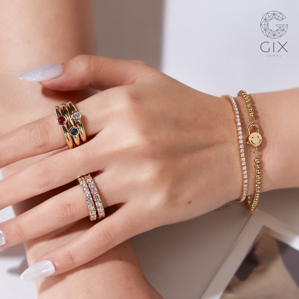  Lắc tay tennis nam nữ vàng 18k & bạc 925 Gix Jewel đính đá cao cấp TBBLT43 