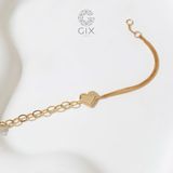  Vòng tay vàng mắc xích vuông kèm dây khoen lật hình trái tim gắn đá quý Gix Jewel 