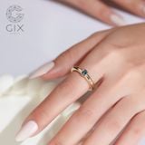  Nhẫn vàng trắng 18k & bạc nữ đơn giản bản to đính đá xanh đỏ cao cấp Gix Jewel 