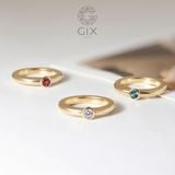  Nhẫn vàng trắng 18k & bạc nữ đơn giản bản to đính đá xanh đỏ cao cấp Gix Jewel 