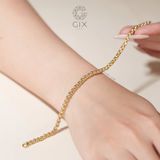  Vòng tay mắc xích vuông trơn nam nữ bạc thật vàng 18k đẹp nhất Gix Jewel 