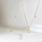  Vòng cổ kim cương nữ vàng 18k đẹp dễ thương sợi nhỏ hình cánh bướm Gix Jewel 