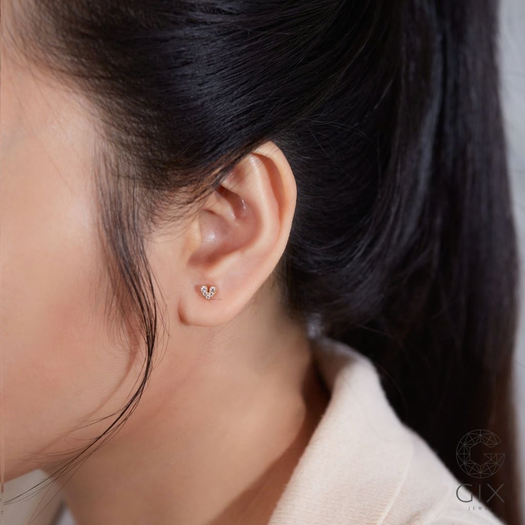  Bông tai cho tuổi 30 bạc thật Gix Jewel mạ vàng đính đá CZ trái tim 