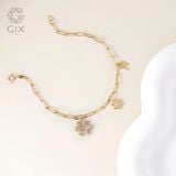  Lắc tay xích nam nữ vàng 18k bạc 925 gắn charm hoa & chữ khắc tên riêng Gix Jewel 
