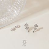  Bông tai nữ vàng ý 750 bạc xi bạch kim hình bông hoa diên vĩ lấp lánh Gixjewel 