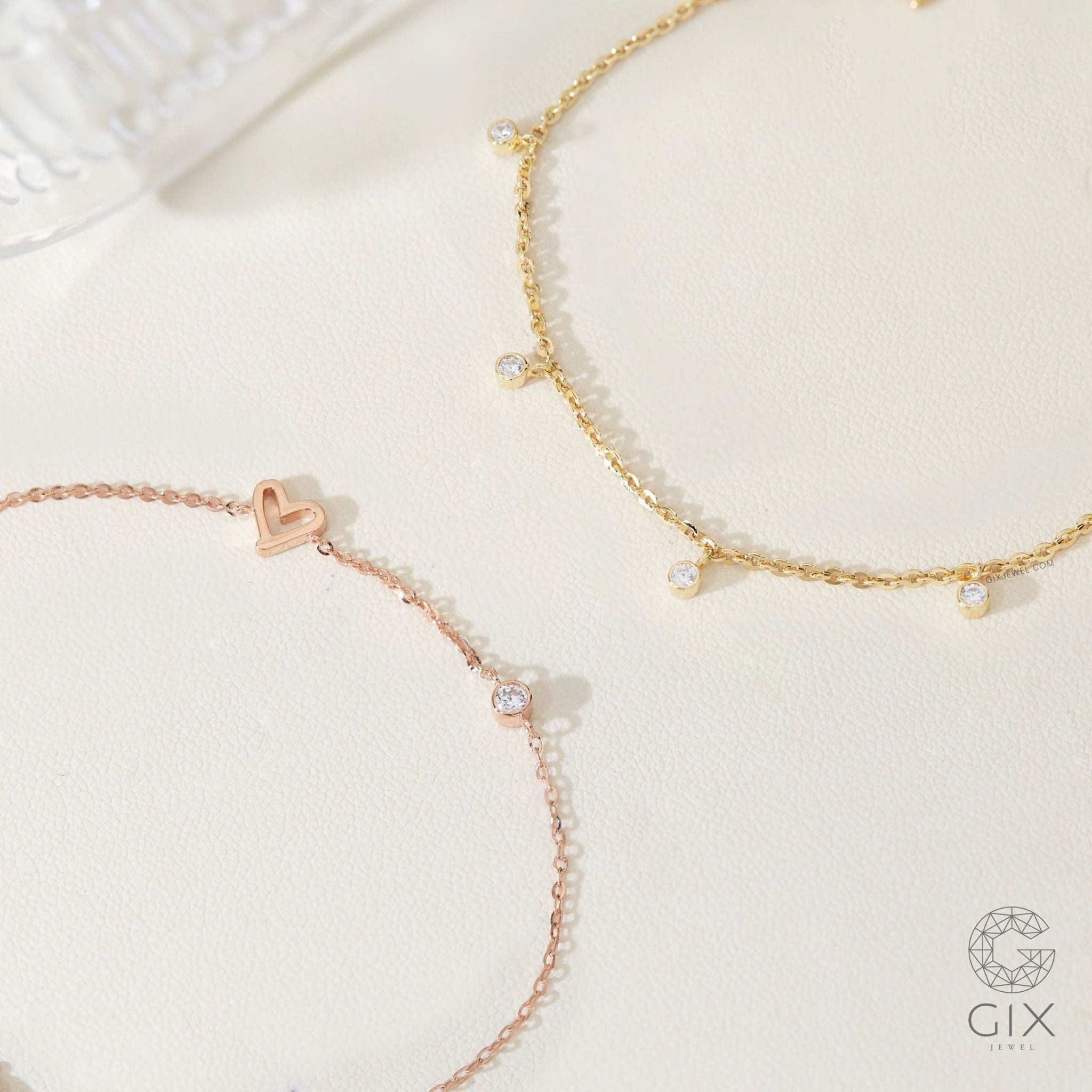  Lắc tay nữ vàng 18k bạc cao cấp giá rẻ sợi mảnh đính kim cương nhân tạo Gix 