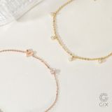  Lắc tay bạc nữ vàng 18k sợi chữ cong trái tim dễ thương đính kim cương Gix Jewelry 