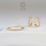  Hoa tai vàng 18k bạc khoen tròn sang chảnh kiểu mới đính hột xoàn Gixjewel 