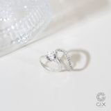  Bộ Nhẫn Đính Hôn Kim Cương Nhân Tạo Infinity Love Vàng Trắng 18K Đẹp Gix 