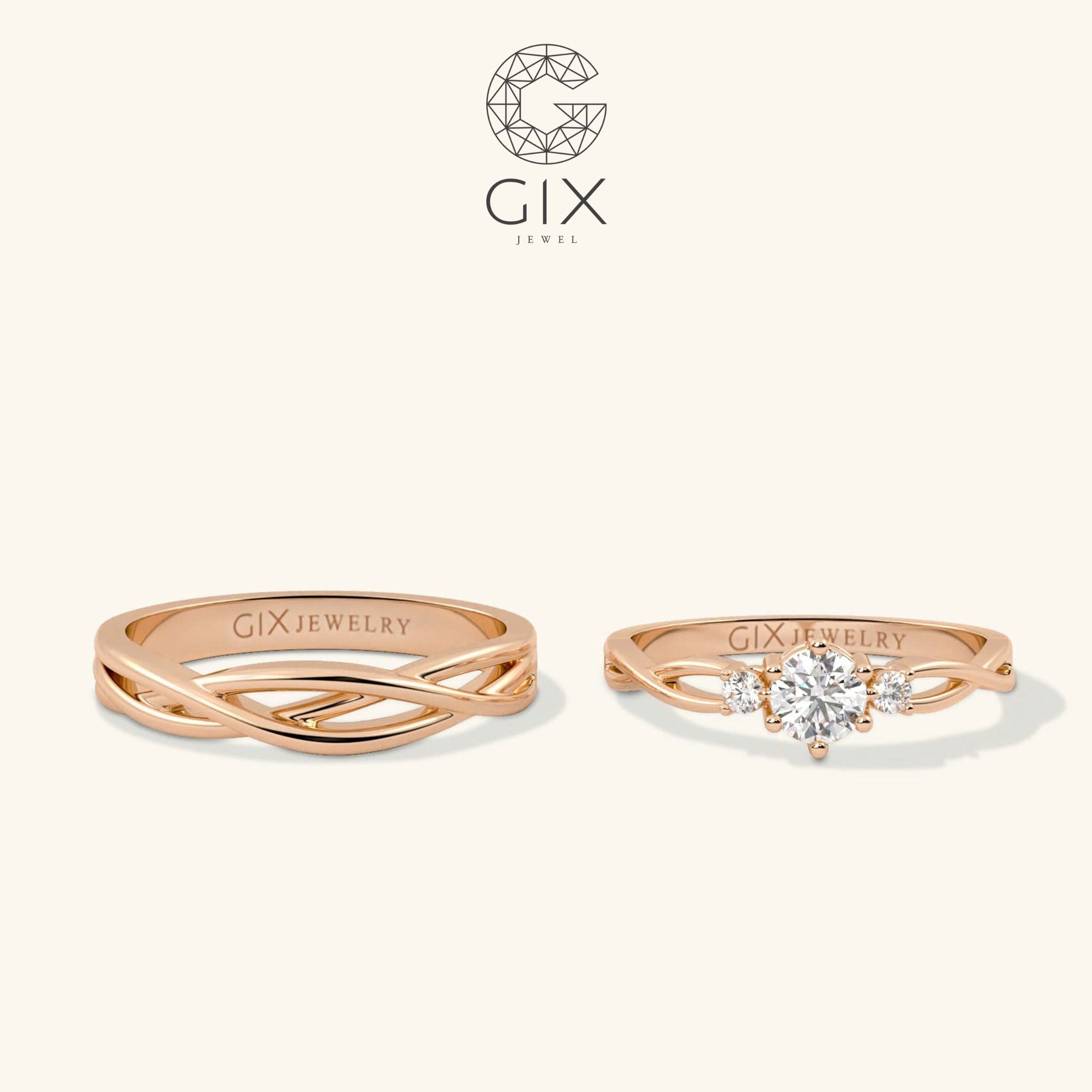  Nhẫn cưới bạch kim vàng ý đẹp kiểu độc đáo gắn kim cương Gix Jewelry 
