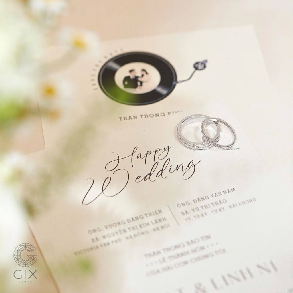  Nhẫn cưới full kim cương vàng tây 18k bản to đẹp uy tín Gix Jewel 
